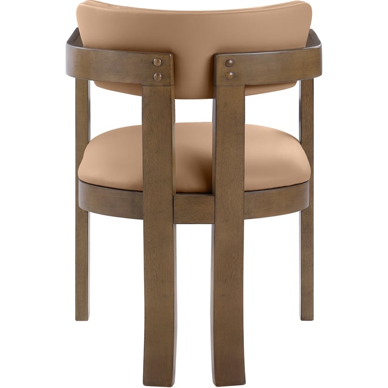 Meridian Furniture Lavrin Cognac Vegan Leather Dining Arm Chair (Set of 2)