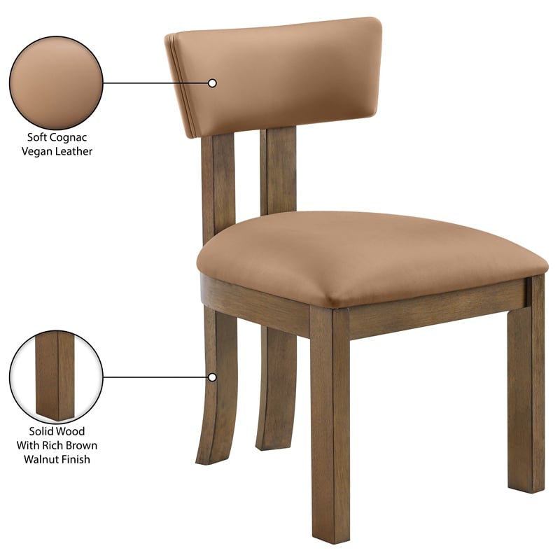 Meridian Furniture Lavrin Cognac Vegan Leather Dining Side Chair (Set of 2)