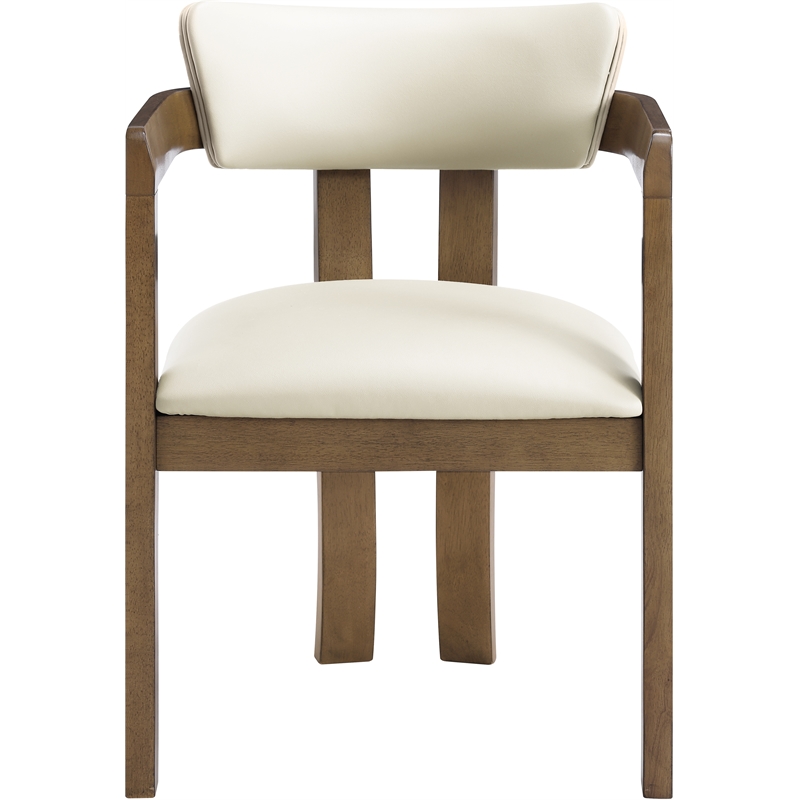 Meridian Furniture Lavrin Cream Vegan Leather Dining Arm Chair (Set of 2)