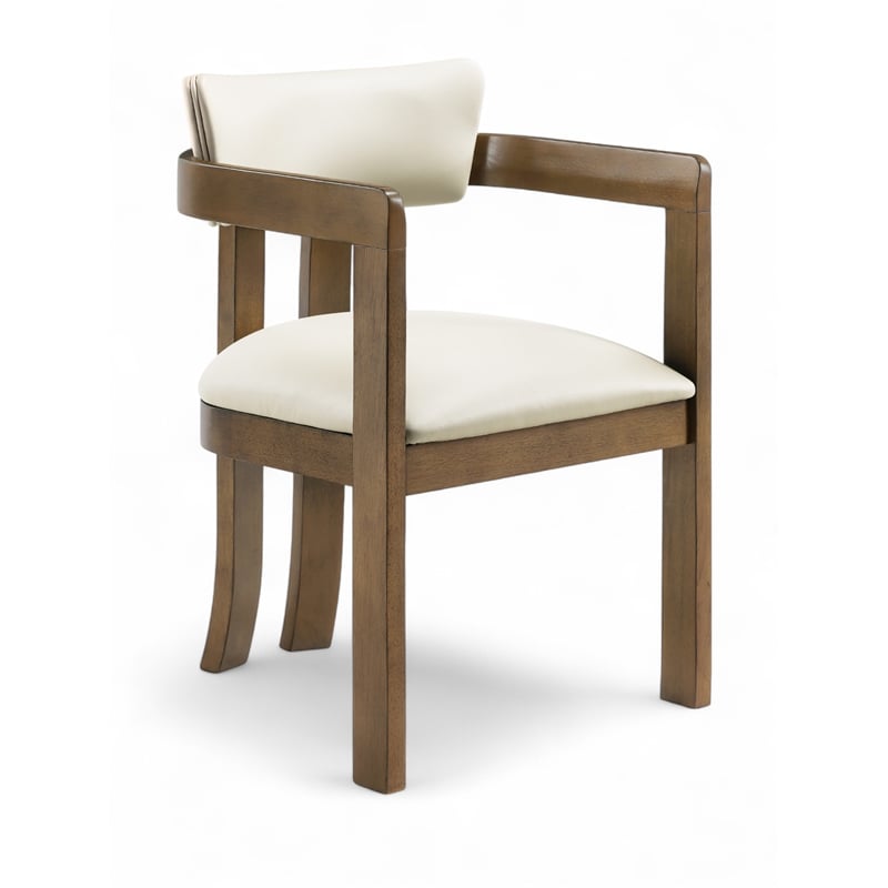 Meridian Furniture Lavrin Cream Vegan Leather Dining Arm Chair (Set of 2)