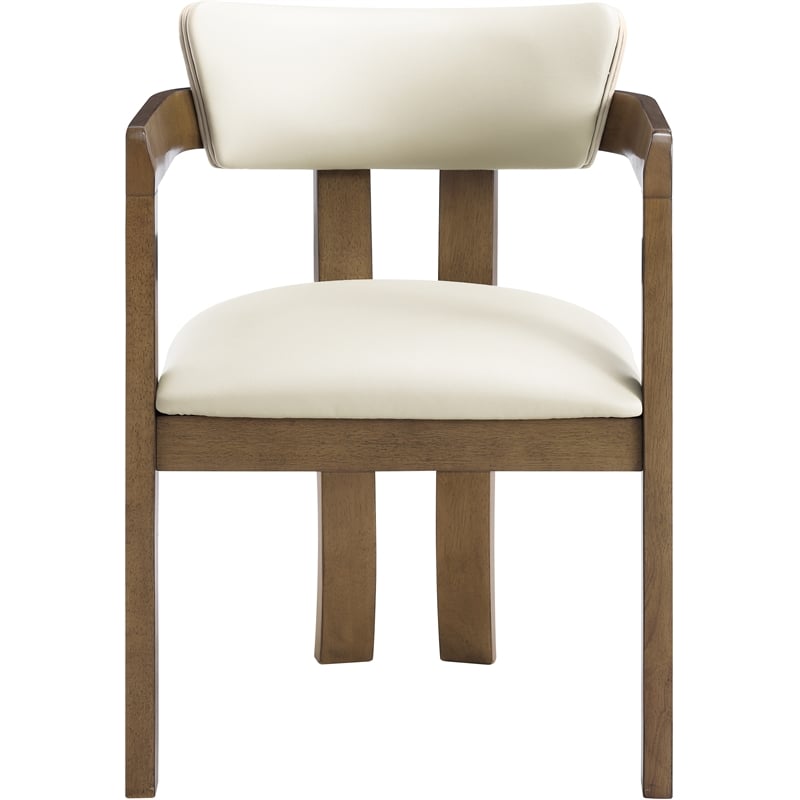 Meridian Furniture Lavrin Cream Vegan Leather Dining Arm Chair (Set of 2)