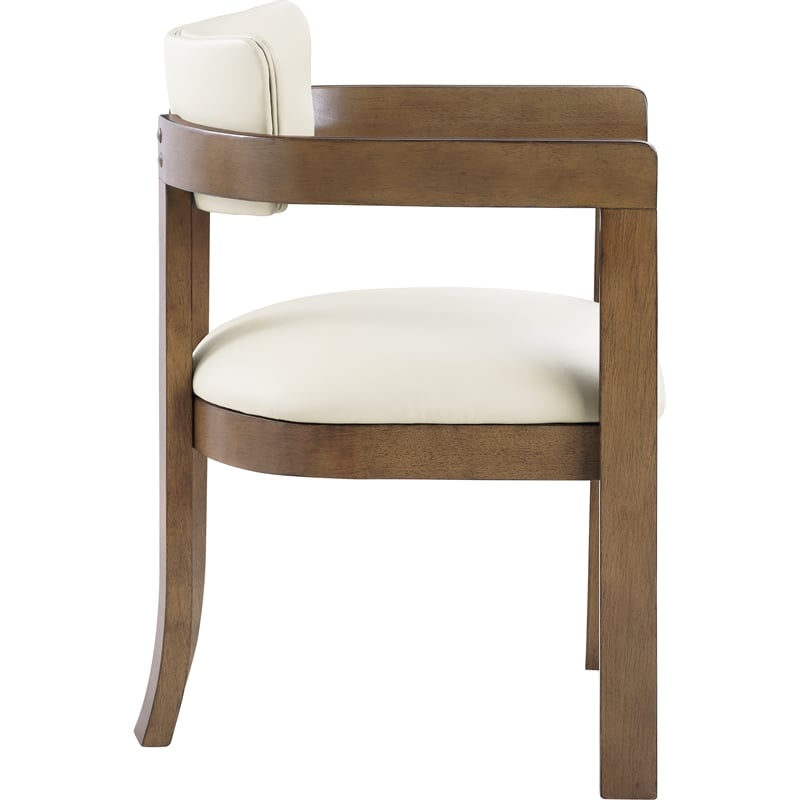 Meridian Furniture Lavrin Cream Vegan Leather Dining Arm Chair (Set of 2)