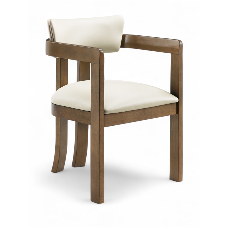 Meridian Furniture Lavrin Cream Vegan Leather Dining Arm Chair (Set of 2)