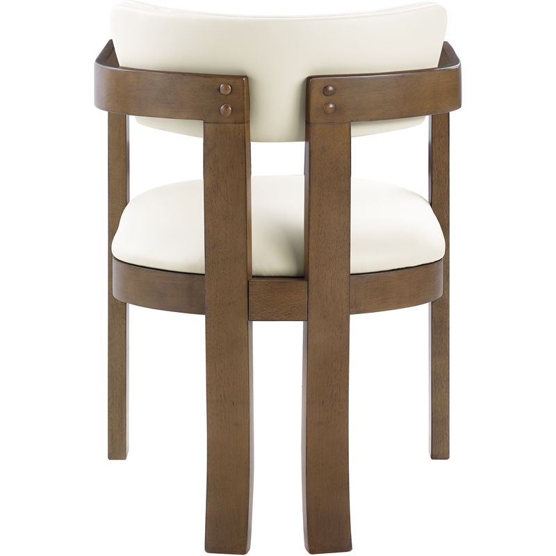 Meridian Furniture Lavrin Cream Vegan Leather Dining Arm Chair (Set of 2)