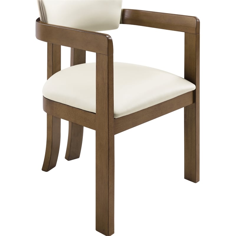 Meridian Furniture Lavrin Cream Vegan Leather Dining Arm Chair (Set of 2)