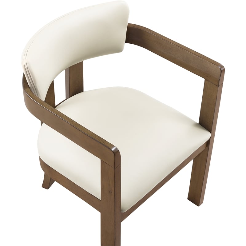 Meridian Furniture Lavrin Cream Vegan Leather Dining Arm Chair (Set of 2)