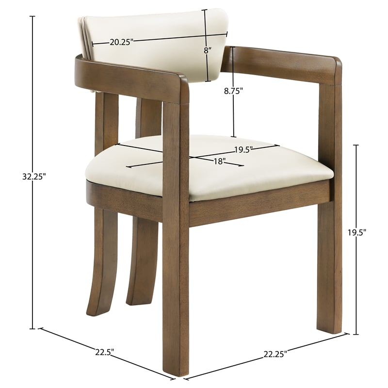 Meridian Furniture Lavrin Cream Vegan Leather Dining Arm Chair (Set of 2)