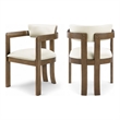Meridian Furniture Lavrin Cream Vegan Leather Dining Arm Chair (Set of 2)