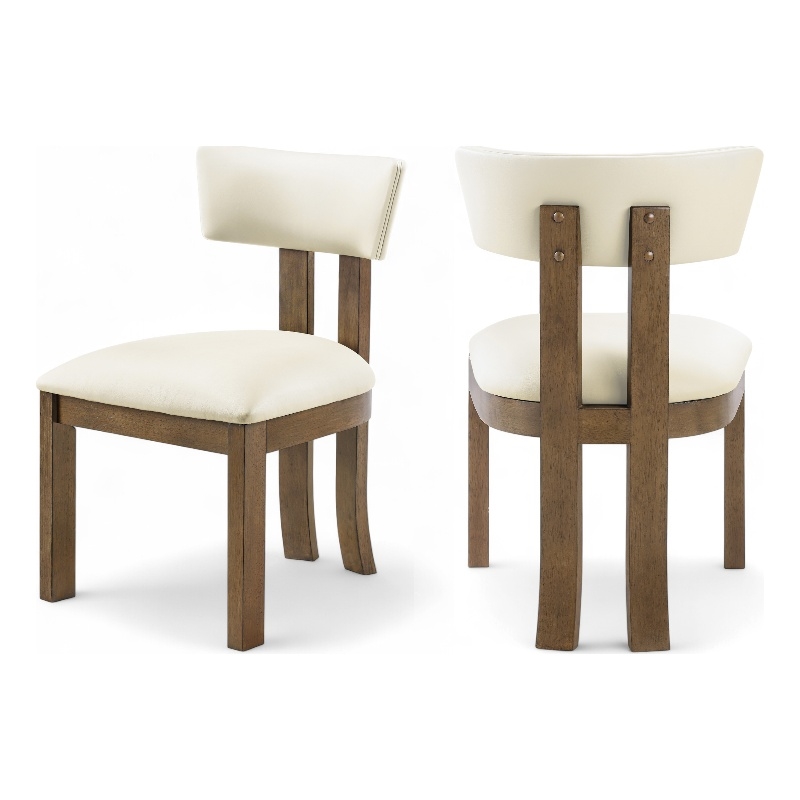 Meridian Furniture Lavrin Cream Vegan Leather Dining Side Chair (Set of 2)