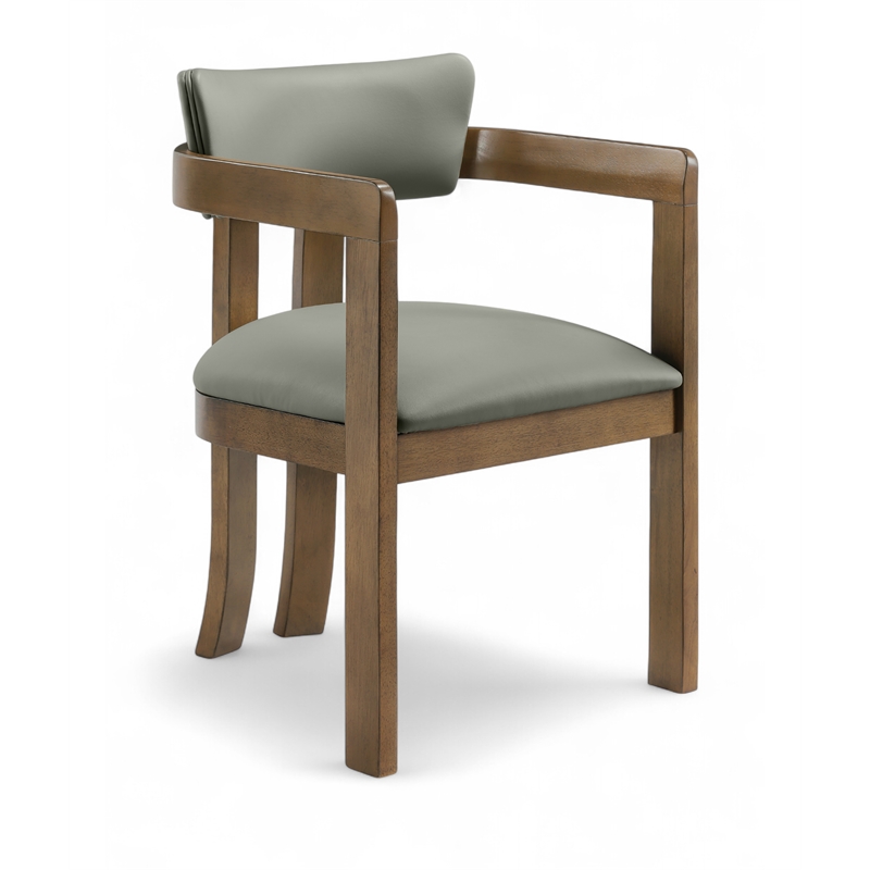 Meridian Furniture Lavrin Olive Vegan Leather Dining Arm Chair (Set of 2)