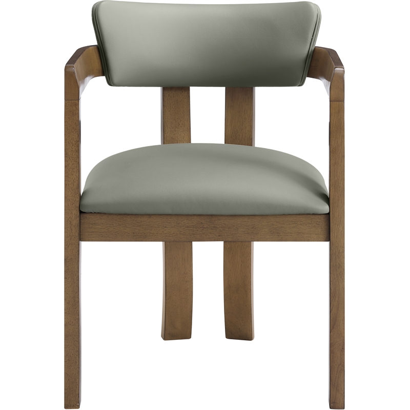 Meridian Furniture Lavrin Olive Vegan Leather Dining Arm Chair (Set of 2)
