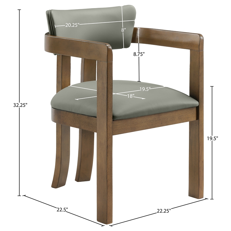 Meridian Furniture Lavrin Olive Vegan Leather Dining Arm Chair (Set of 2)
