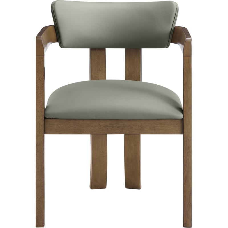 Meridian Furniture Lavrin Olive Vegan Leather Dining Arm Chair (Set of 2)