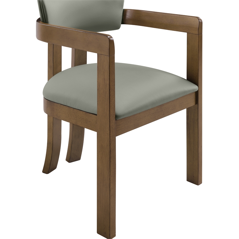 Meridian Furniture Lavrin Olive Vegan Leather Dining Arm Chair (Set of 2)