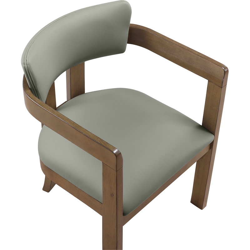 Meridian Furniture Lavrin Olive Vegan Leather Dining Arm Chair (Set of 2)