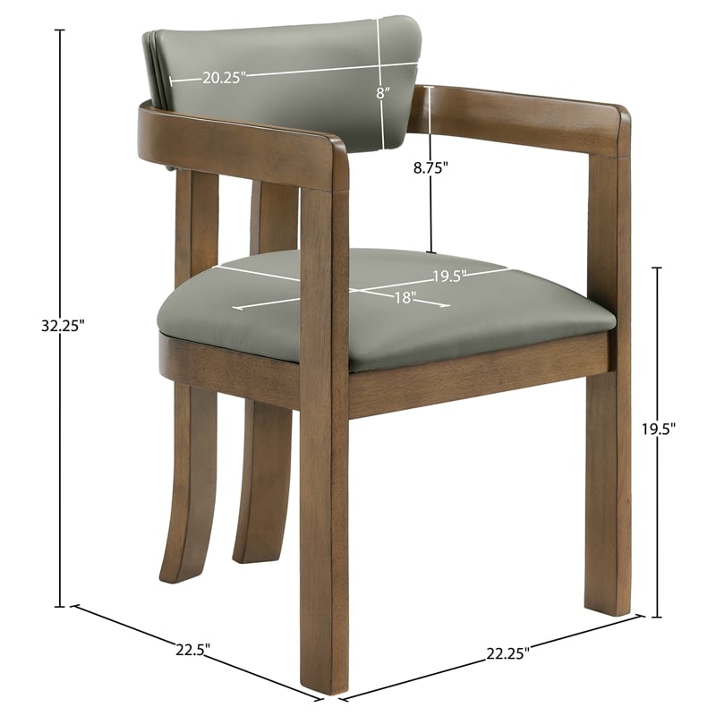 Meridian Furniture Lavrin Olive Vegan Leather Dining Arm Chair (Set of 2)