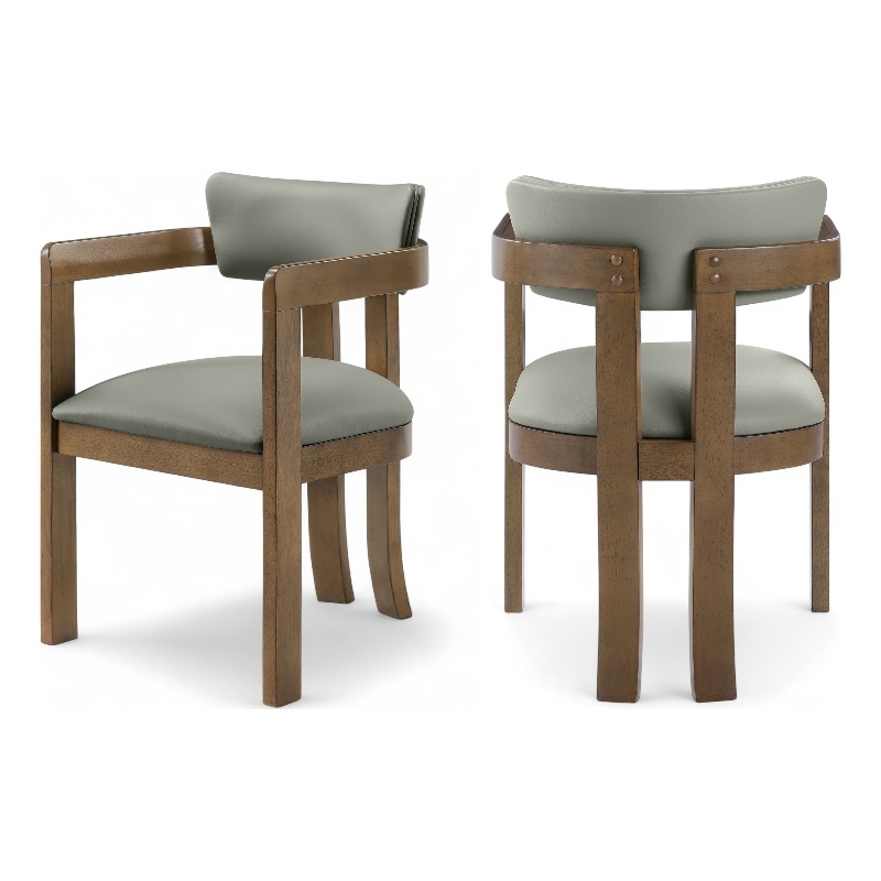 Meridian Furniture Lavrin Olive Vegan Leather Dining Arm Chair (Set of 2)