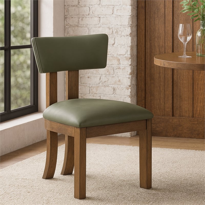Meridian Furniture Lavrin Olive Vegan Leather Dining Side Chair (Set of 2)