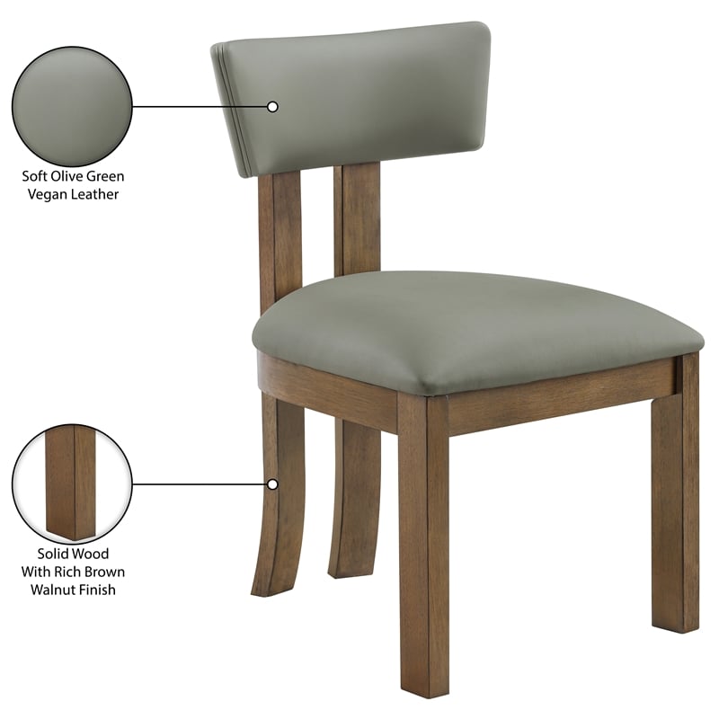 Meridian Furniture Lavrin Olive Vegan Leather Dining Side Chair (Set of 2)