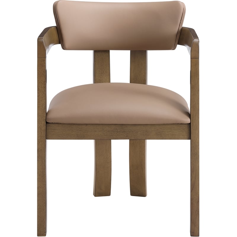 Meridian Furniture Lavrin Tan Vegan Leather Dining Arm Chair (Set of 2)