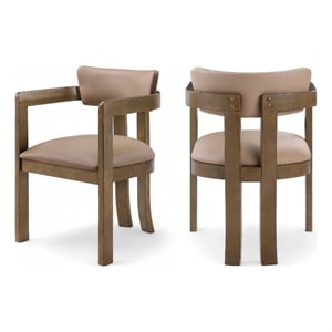 Meridian Furniture Lavrin Tan Vegan Leather Dining Arm Chair (Set of 2)