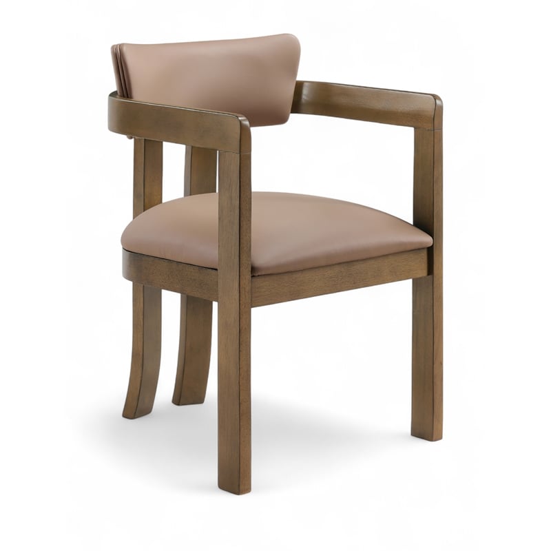 Meridian Furniture Lavrin Tan Vegan Leather Dining Arm Chair (Set of 2)