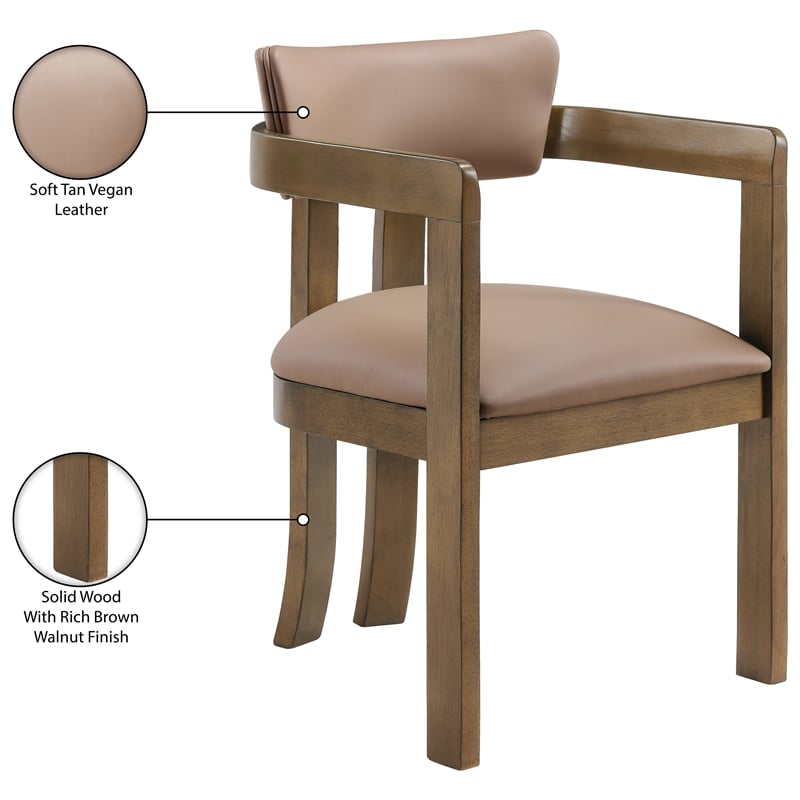Meridian Furniture Lavrin Tan Vegan Leather Dining Arm Chair (Set of 2)