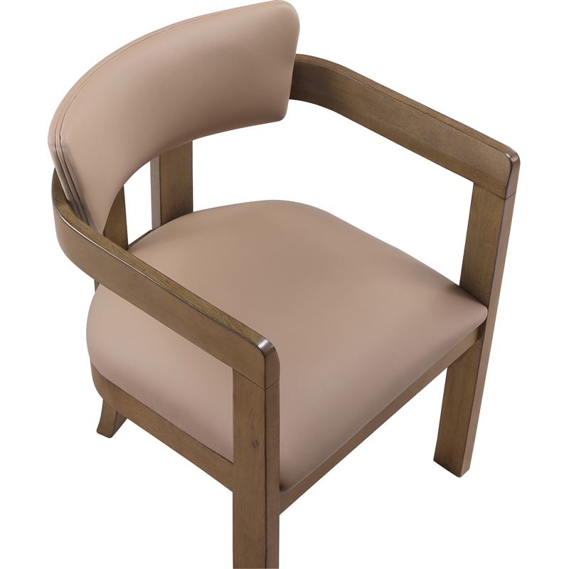 Meridian Furniture Lavrin Tan Vegan Leather Dining Arm Chair (Set of 2)