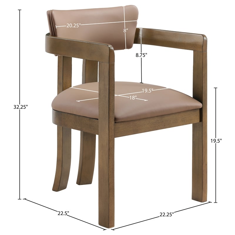 Meridian Furniture Lavrin Tan Vegan Leather Dining Arm Chair (Set of 2)