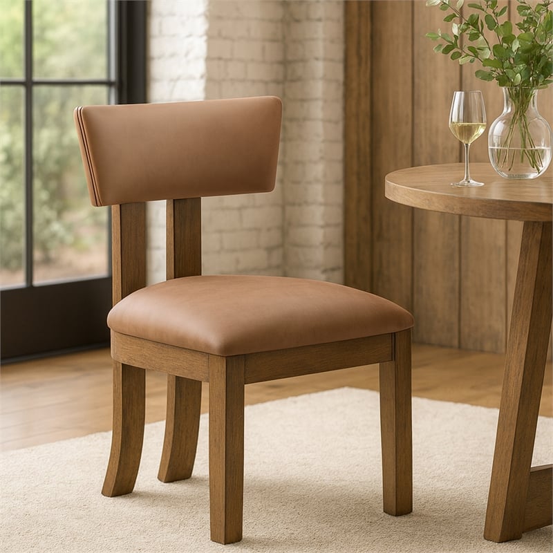 Meridian Furniture Lavrin Tan Vegan Leather Dining Side Chair (Set of 2)