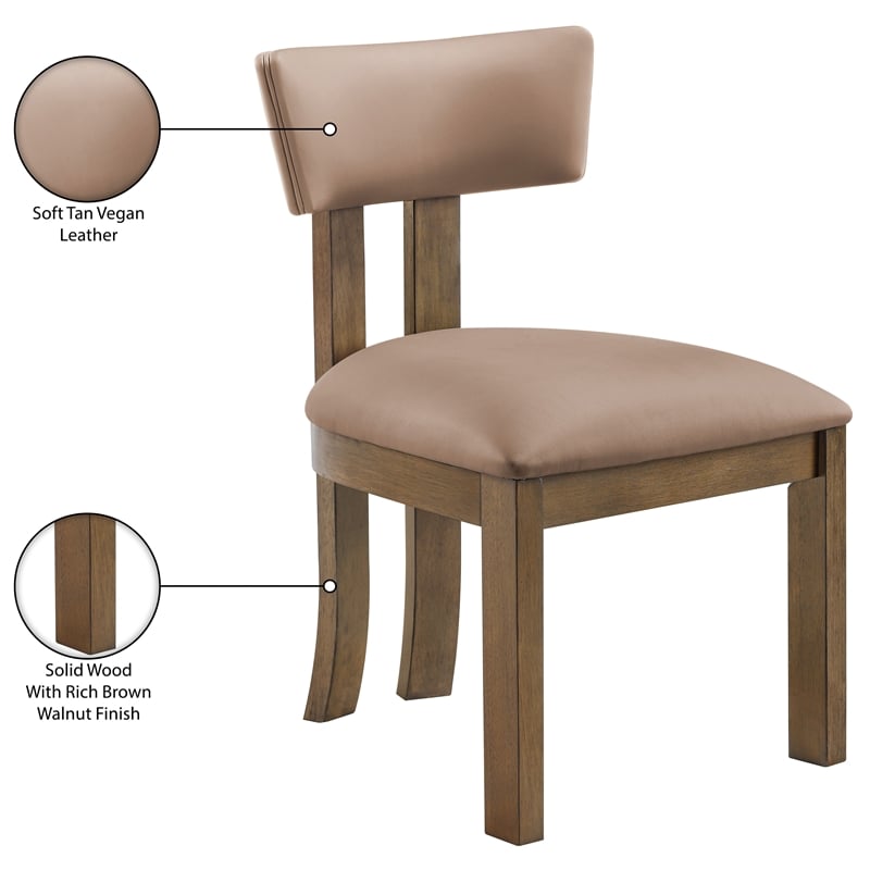Meridian Furniture Lavrin Tan Vegan Leather Dining Side Chair (Set of 2)
