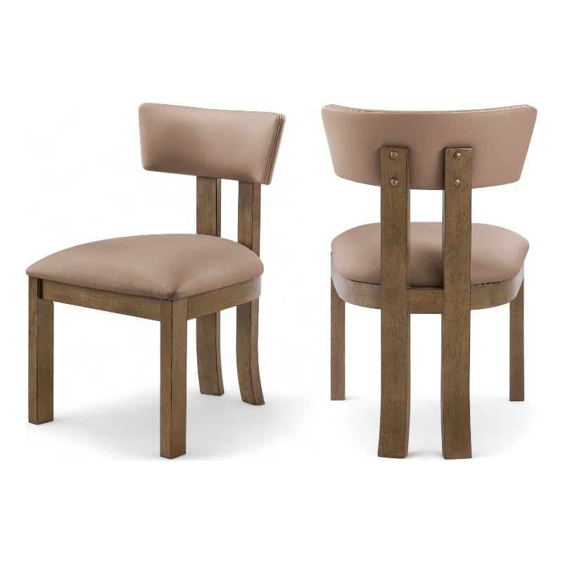 Meridian Furniture Lavrin Tan Vegan Leather Dining Side Chair (Set of 2)