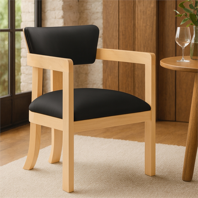 Meridian Furniture Lavrin Black Vegan Leather Dining Arm Chair (Set of 2)