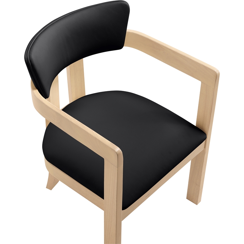 Meridian Furniture Lavrin Black Vegan Leather Dining Arm Chair (Set of 2)