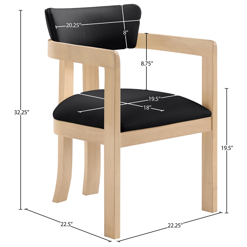 Meridian Furniture Lavrin Black Vegan Leather Dining Arm Chair (Set of 2)