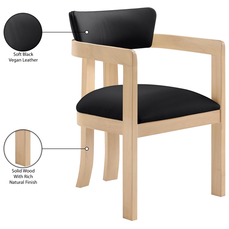 Meridian Furniture Lavrin Black Vegan Leather Dining Arm Chair (Set of 2)