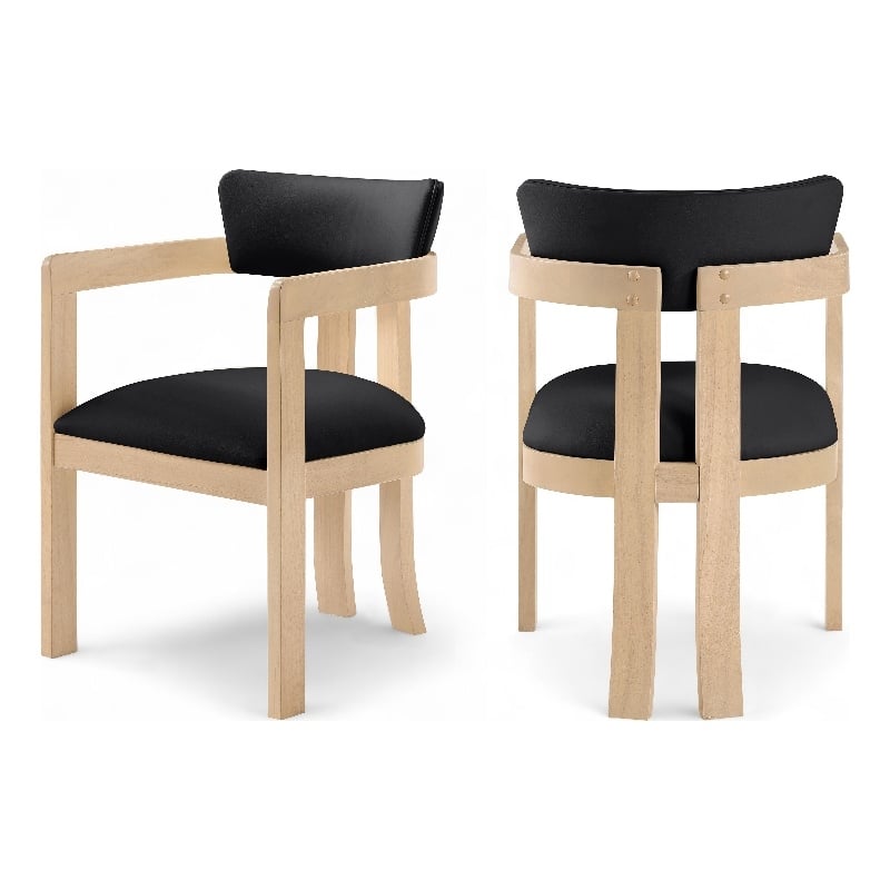 Meridian Furniture Lavrin Black Vegan Leather Dining Arm Chair (Set of 2)