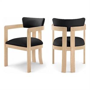 Meridian Furniture Lavrin Black Vegan Leather Dining Arm Chair (Set of 2)