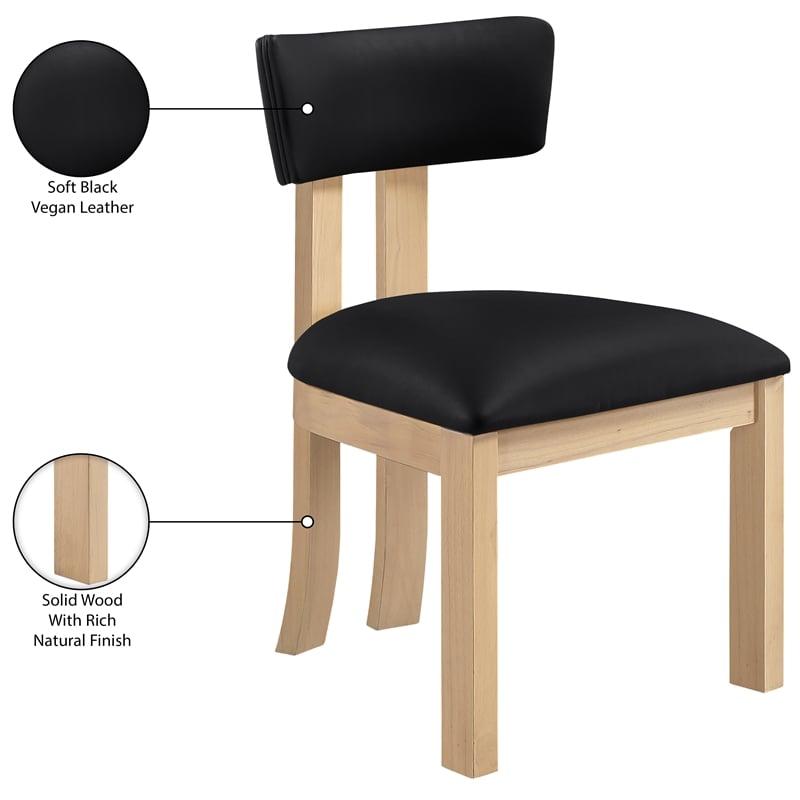 Meridian Furniture Lavrin Black Vegan Leather Dining Side Chair (Set of 2)