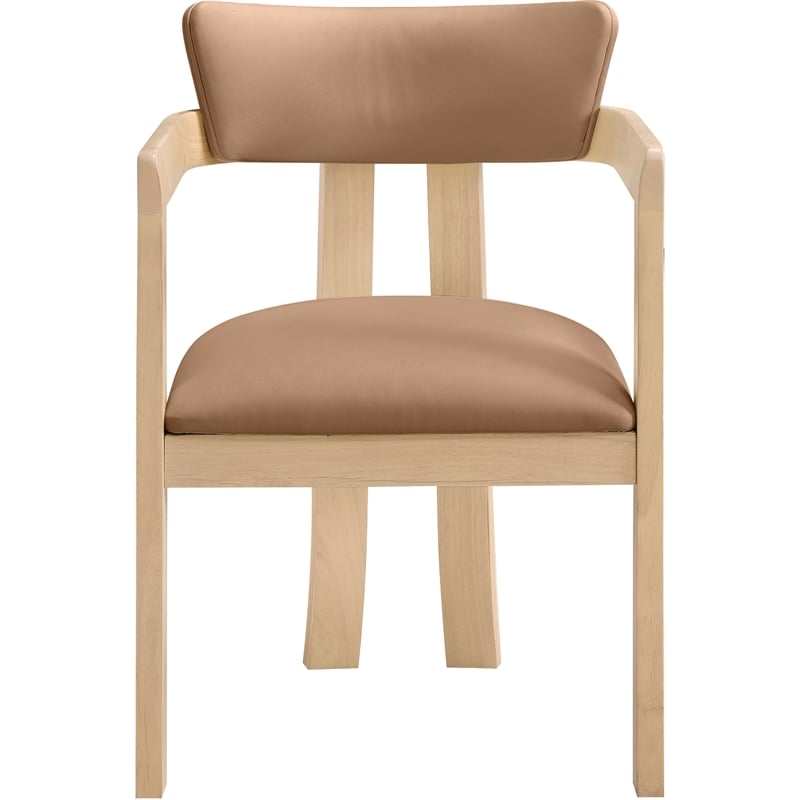 Meridian Furniture Lavrin Cognac Vegan Leather Dining Arm Chair (Set of 2)