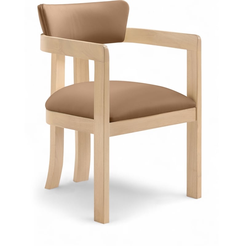 Meridian Furniture Lavrin Cognac Vegan Leather Dining Arm Chair (Set of 2)