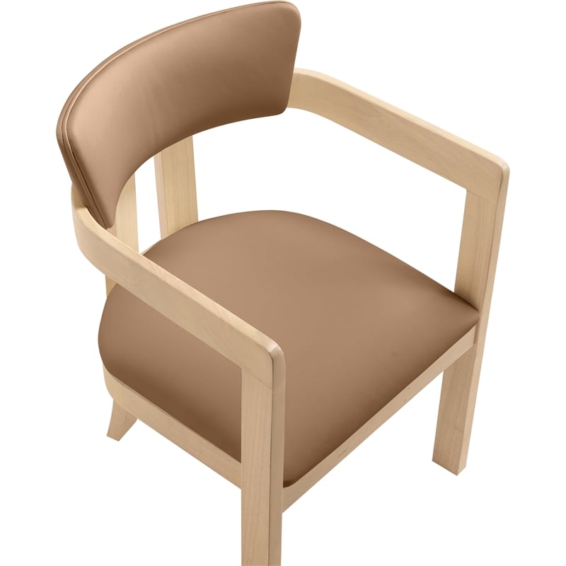 Meridian Furniture Lavrin Cognac Vegan Leather Dining Arm Chair (Set of 2)