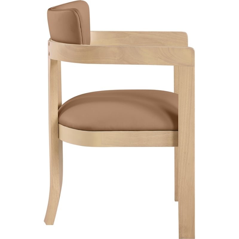 Meridian Furniture Lavrin Cognac Vegan Leather Dining Arm Chair (Set of 2)