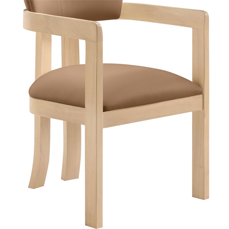 Meridian Furniture Lavrin Cognac Vegan Leather Dining Arm Chair (Set of 2)