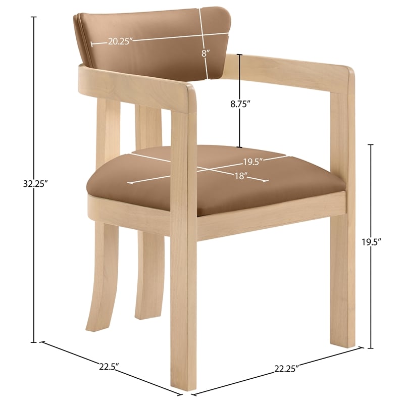 Meridian Furniture Lavrin Cognac Vegan Leather Dining Arm Chair (Set of 2)