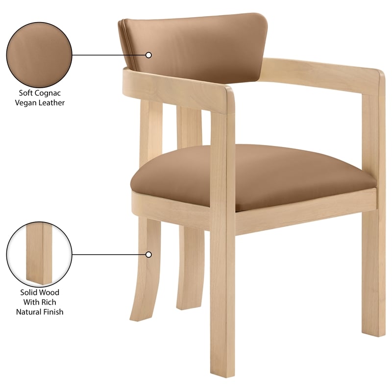 Meridian Furniture Lavrin Cognac Vegan Leather Dining Arm Chair (Set of 2)