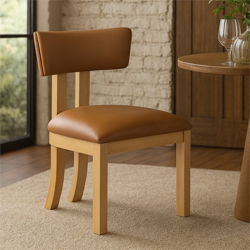 Meridian Furniture Lavrin Cognac Vegan Leather Dining Side Chair (Set of 2)