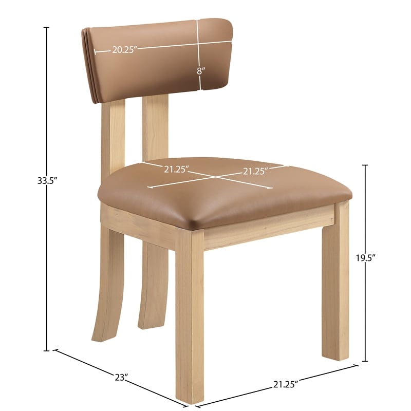 Meridian Furniture Lavrin Cognac Vegan Leather Dining Side Chair (Set of 2)