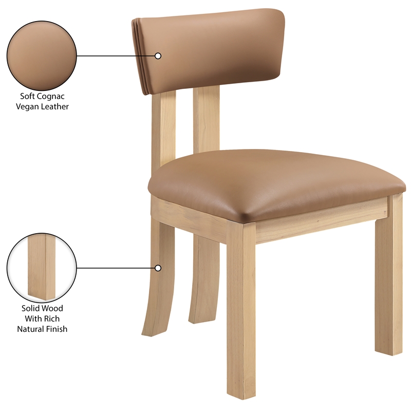 Meridian Furniture Lavrin Cognac Vegan Leather Dining Side Chair (Set of 2)