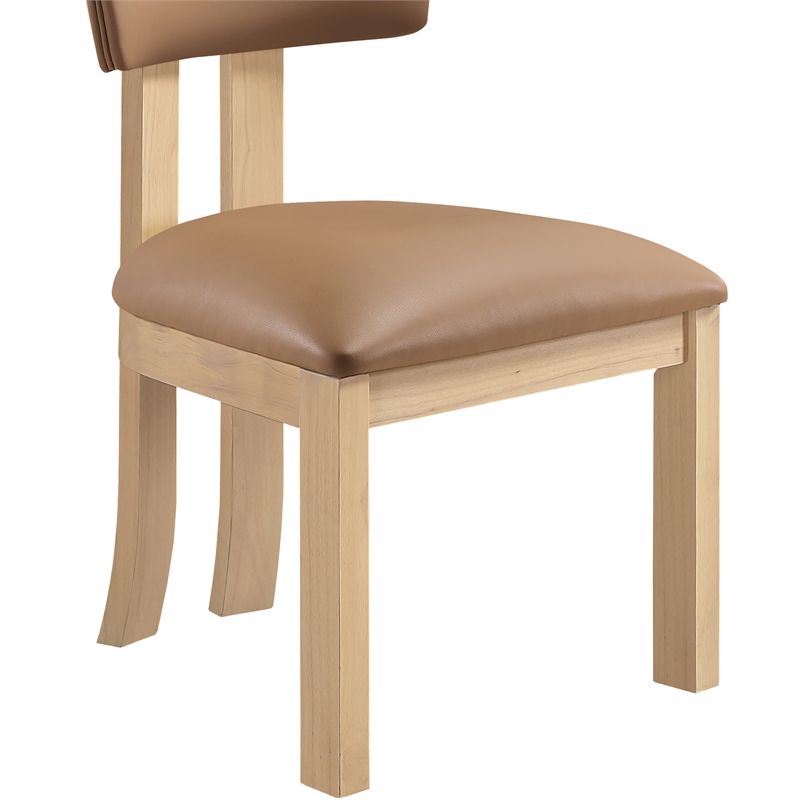 Meridian Furniture Lavrin Cognac Vegan Leather Dining Side Chair (Set of 2)